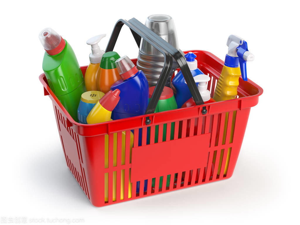 洗涤剂瓶和清洁用品的购物篮分离和提纯